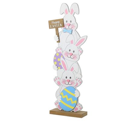 Glitzhome The Stacked Bunny Family Easter Porch Decor