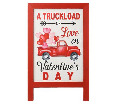 Glitzhome Truckload of Love Valentine's Wooden Porch Sign