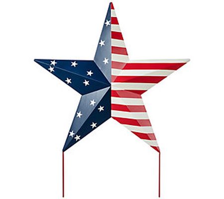 Glitzhome USA Stars & Stripes Metal Patriotic S tar Yard Stake