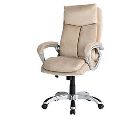 Glitzhome Velvet Adjustable Height Swivel Offic e Chair