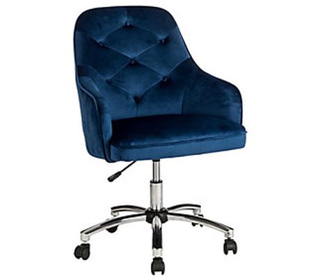 Glitzhome Velvette Button Tufted Adjustable Swi vel Chair