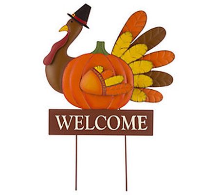 Glitzhome Welcome Thanksgiving Turkey Yard Stak e