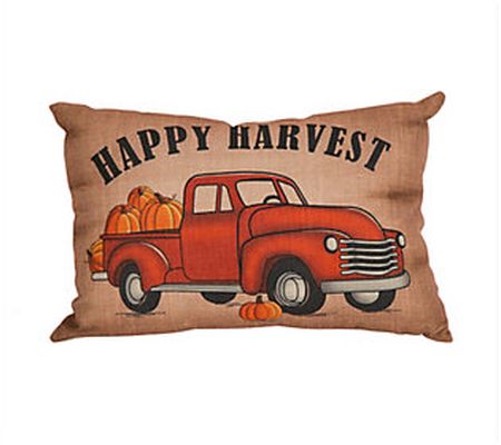 Glitzome Faux Burlap Happy Harvest Decorative P illow Cover