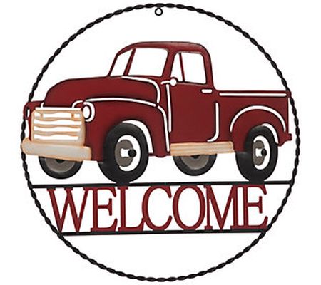 Glizhome Vinatage Red Truck Welcome Hanging Wal l Decor