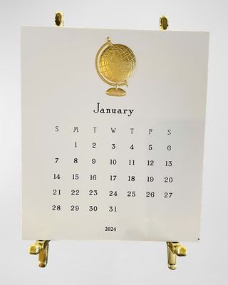 Globe 2024 Calendar with Gold Easel