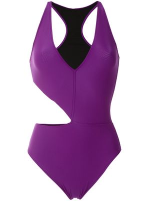 Gloria Coelho asymmetric cut out swimsuit - Purple