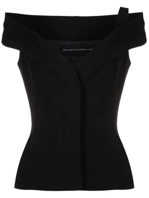 Gloria Coelho asymmetric-design sweetheart-neck top - Black