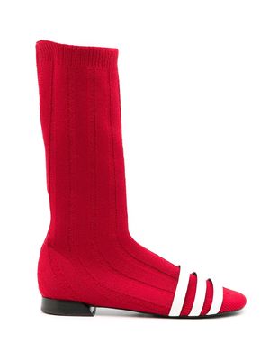Gloria Coelho contrasting straps knitted boots - Red