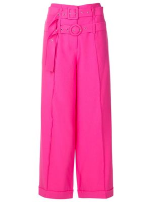 Gloria Coelho double-belted gabardine trousers - Pink