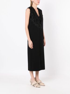 Gloria Coelho floral-appliqué midi dress - Black