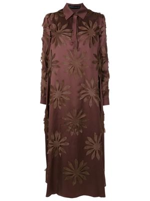 Gloria Coelho flower appliqué silk dress - Brown
