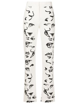 Gloria Coelho graphic-print straight-leg trousers - White