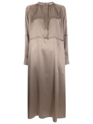 Gloria Coelho long-sleeve silk midi dress - Grey