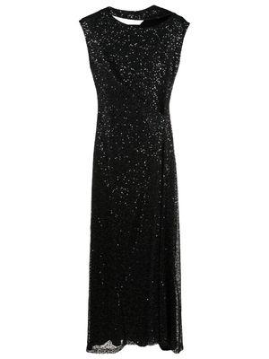 Gloria Coelho sequin-embellished asymmetric-neck dress - Black