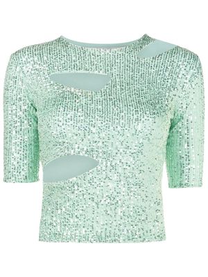 Gloria Coelho sequin-embellished cut-out top - Green