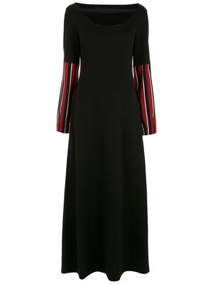 Gloria Coelho stripe-sleeve flared maxi dress - Black