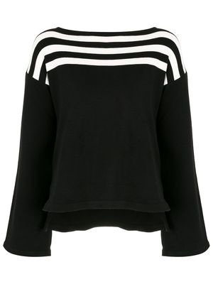 Gloria Coelho striped-detail long-sleeve T-shirt - Black