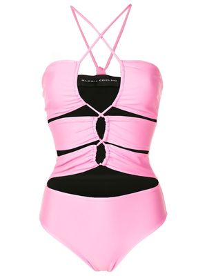 Gloria Coelho tie front reversible one-piece swimsuit - Pink