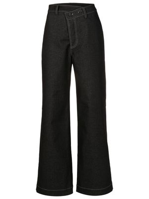Gloria Coelho wide-leg asymmetric denim jeans - Black