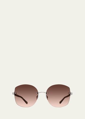 Gloria Rimless Titanium & Zyl Butterfly Sunglasses