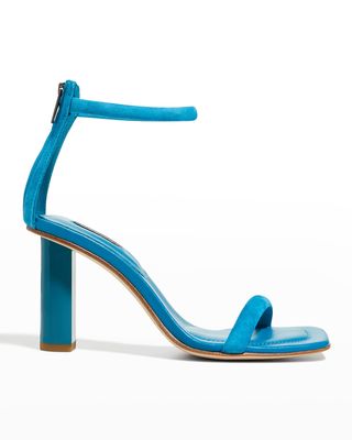 Glow Suede Ankle-Cuff Sandals