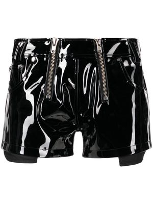 GmbH Double Zip patent-finish shorts - Black