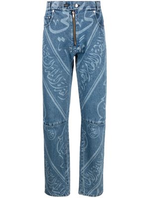GmbH graphic-print straigh-leg jeans - Blue