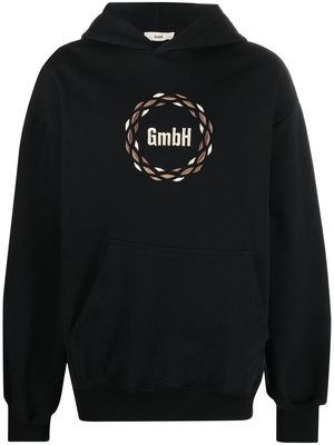 GmbH logo-embroidered organic cotton hoodie - Black