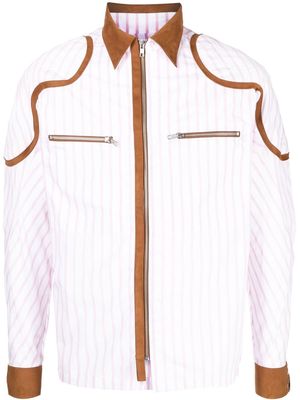 GmbH patch-detail striped shirts - White