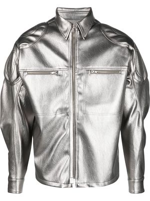 GmbH patches zip-up metallic jacket - Silver