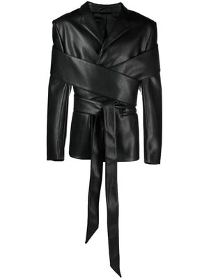 GmbH Perin faux-leather tied blazer - Black