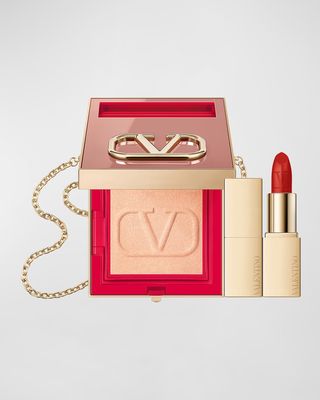 Go-Clutch Nude Edition & Rosso Valentino Minirosso Lipstick & Powder Compact