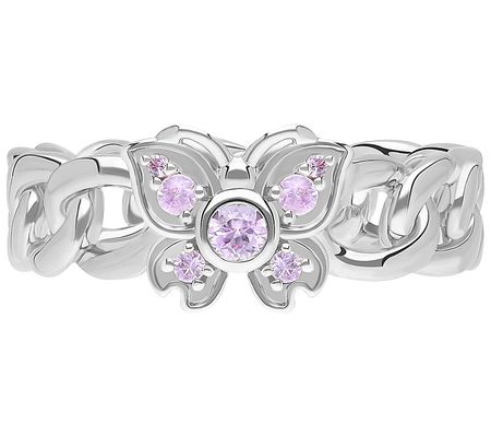 Goddaughters 14K Gold Clad Pink Sapphire Butter fly Ring