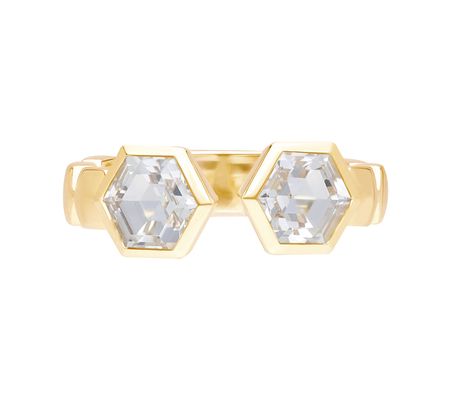 Goddaughters 14K Gold-Clad White Topaz Hexagon Ring