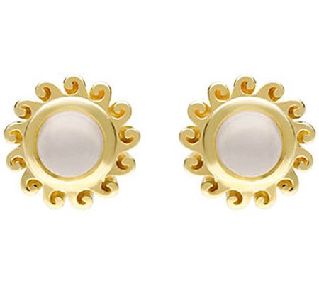 Goddaughters Silver 14K Gold Clad Moonstone Sun Stud Earrings