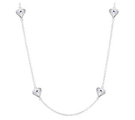 Goddaughters Sterling and Blue Sapphire Heart S ation Necklace