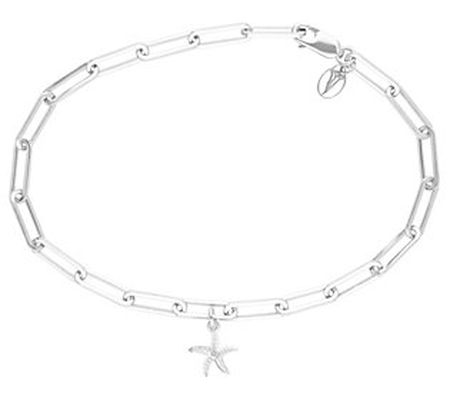 Goddaughters Sterling White Sapphire Starfish A nkle Bracelet