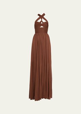 Goddess Cross-Neck Cutout Maxi Gown