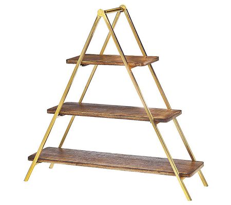 Godinger 3 Tiered Wood Serving Stand