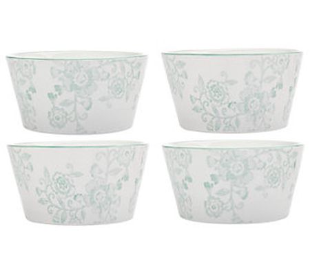 Godinger Claro Set of 4 Dusty Floral Cereal Bow ls