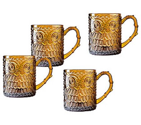 Godinger Owl Set of Four 12 oz Mugs