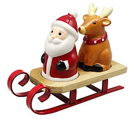 Godinger Santa Sleigh and Reindeer Salt and Pep per Shaker Set
