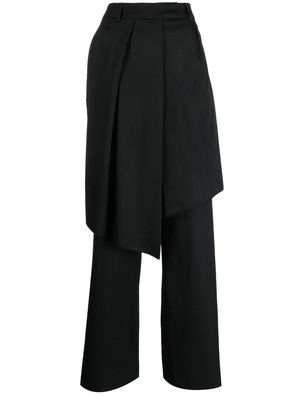 Goen.J asymmetric-wrap wide-leg trousers - Black