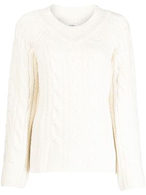 Goen.J cable-knit wool-blend sweater - White