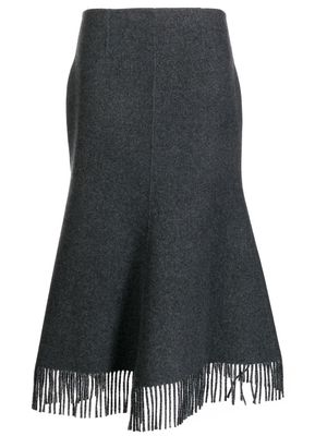 Goen.J fringed A-line wool-blend skirt - Grey