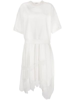 Goen.J layered lace-trim dress - White