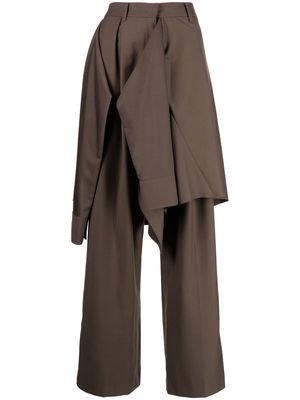 Goen.J layered shirt raw-cut trousers - Brown