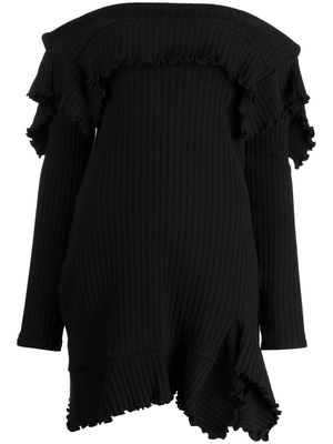 Goen.J off-the-shoulder ruffle-trim mini dress - Black