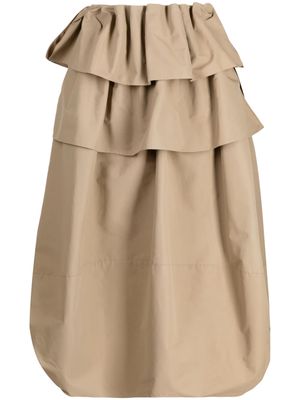 Goen.J ruffled-detailing full skirt - Brown
