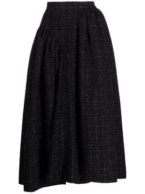 Goen.J tweed ruched-panel midi-skirt - BLACK